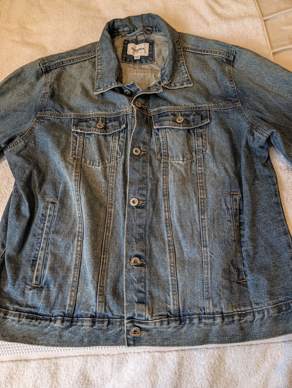 Goodfellow & Co 100% Cotton Denim Trucker Jacket Medium Wash Jean Jacket XXL